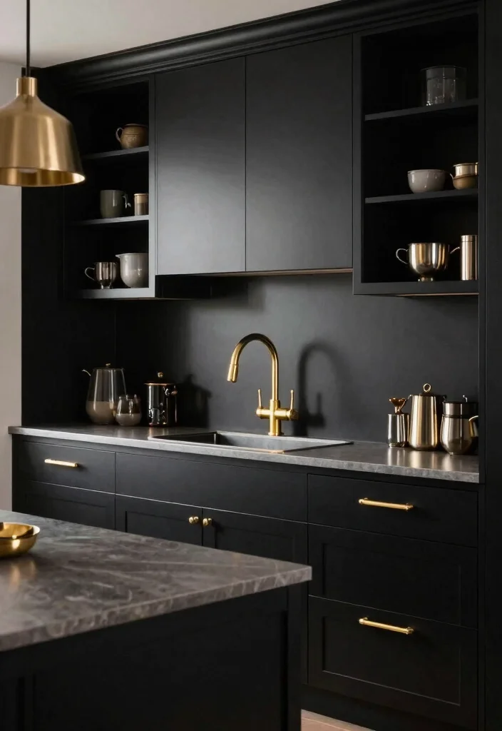 12 Black Kitchen Ideas That Look Bold and Sophisticated 15 12 Black Kitchen Ideas That Look Bold and Sophisticated 5. Sleek Metallic Accents 0