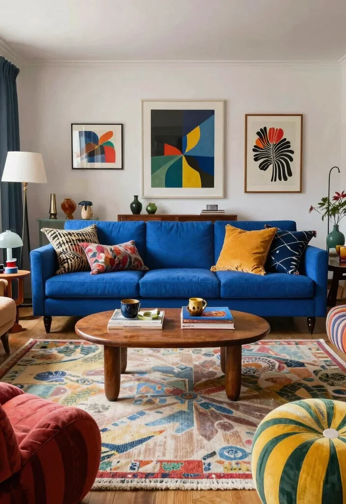 12 Blue Couch Living Room Ideas That Stand Out on Pinterest 10. Eclectic Mix 0