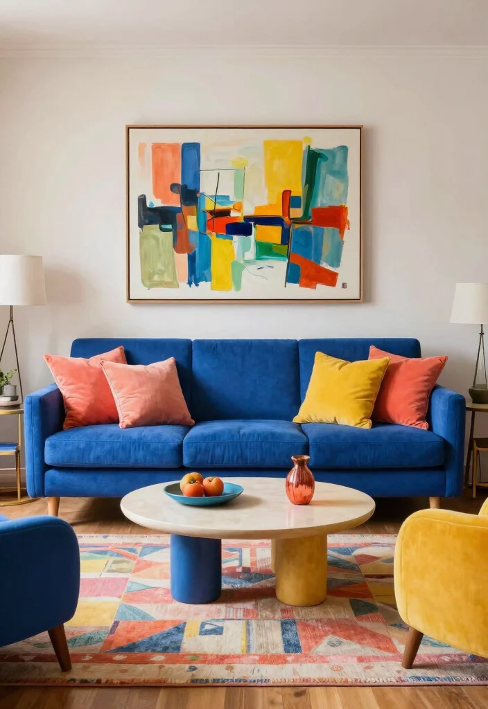12 Blue Couch Living Room Ideas That Stand Out on Pinterest 2. Bold and Bright 0