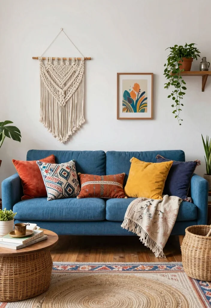 12 Blue Couch Living Room Ideas That Stand Out on Pinterest 4. Bohemian Beach House 0