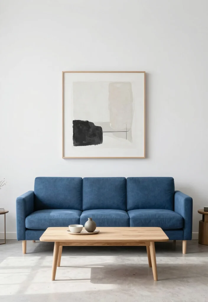 12 Blue Couch Living Room Ideas That Stand Out on Pinterest 5. Minimalist Serenity 0