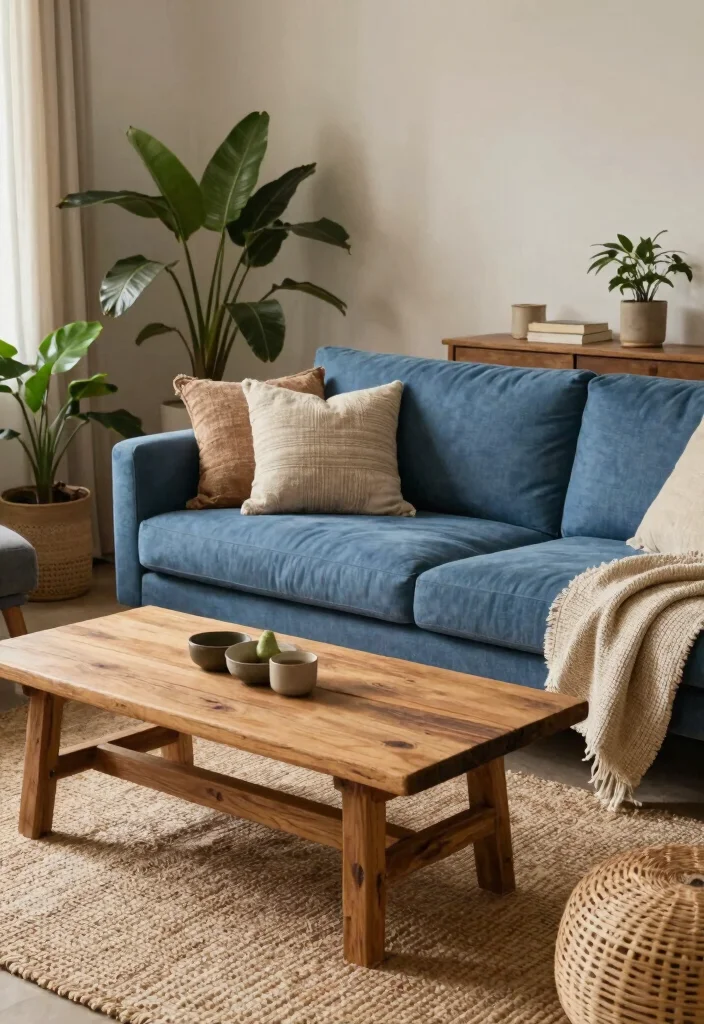12 Blue Couch Living Room Ideas That Stand Out on Pinterest 6. Earthy Textures 0