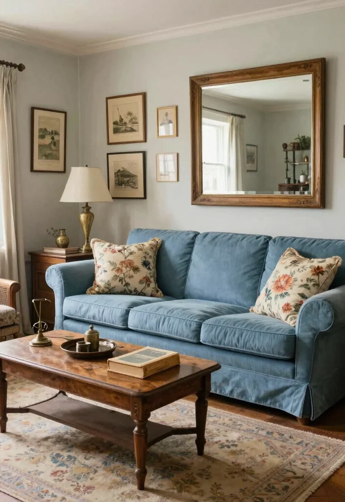 12 Blue Couch Living Room Ideas That Stand Out on Pinterest 7. Vintage Coastal 0