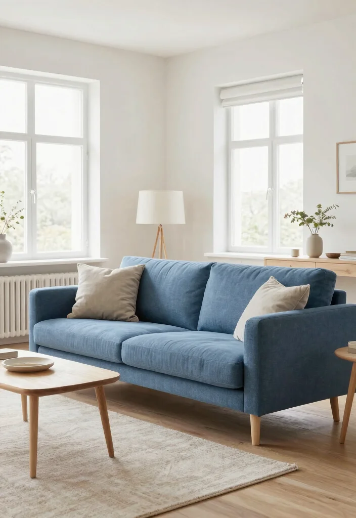 12 Blue Couch Living Room Ideas That Stand Out on Pinterest 9. Scandinavian Simplicity 0