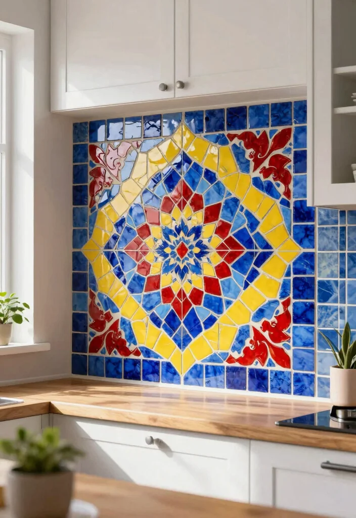 12 Colorful Kitchen Ideas That Feel Happy and Fresh 1. Bold Mosaic Backsplash 0