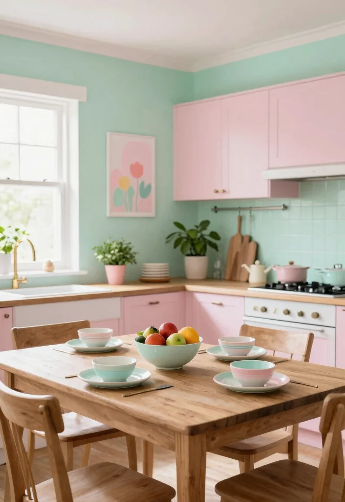12 Colorful Kitchen Ideas That Feel Happy and Fresh 2. Pastel Paradise 0