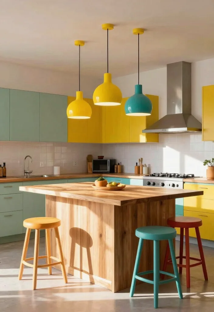 12 Colorful Kitchen Ideas That Feel Happy and Fresh 9. Fun Lighting Fixtures 0