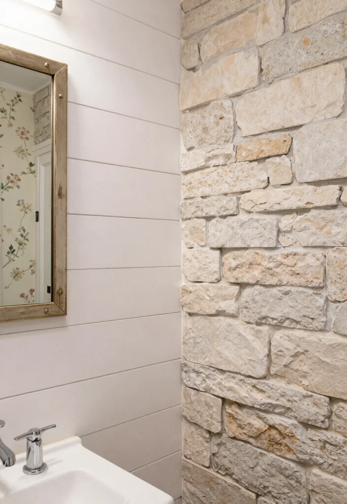 12 Cottage Bathroom Ideas That Feel Warm and Timeless 51 12 Cottage Bathroom Ideas That Feel Warm and Timeless 11. Rustic Wall Treatments 0