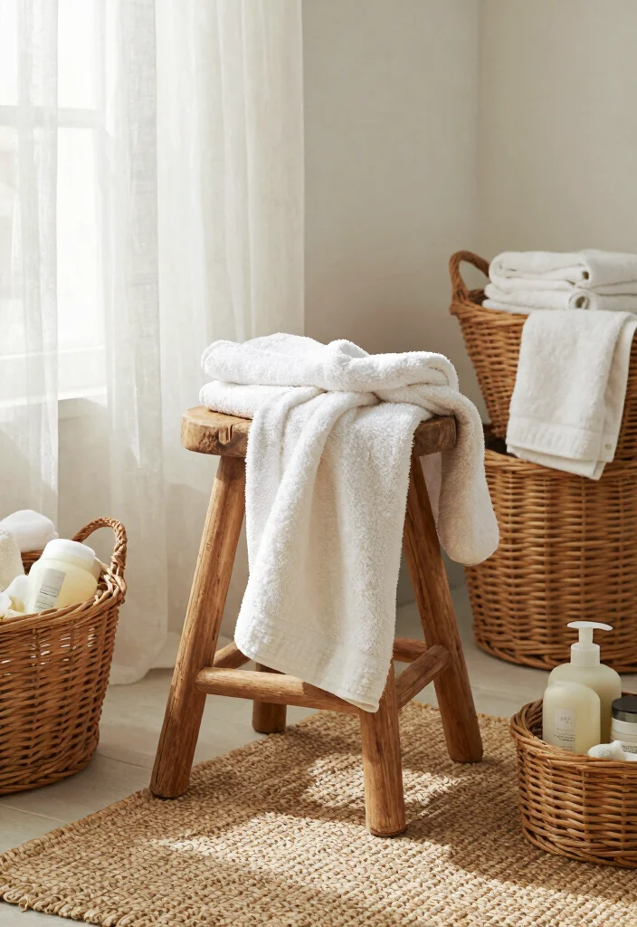 12 Cottage Bathroom Ideas That Feel Warm and Timeless 24 12 Cottage Bathroom Ideas That Feel Warm and Timeless 4. Textured Fabrics and Materials 0