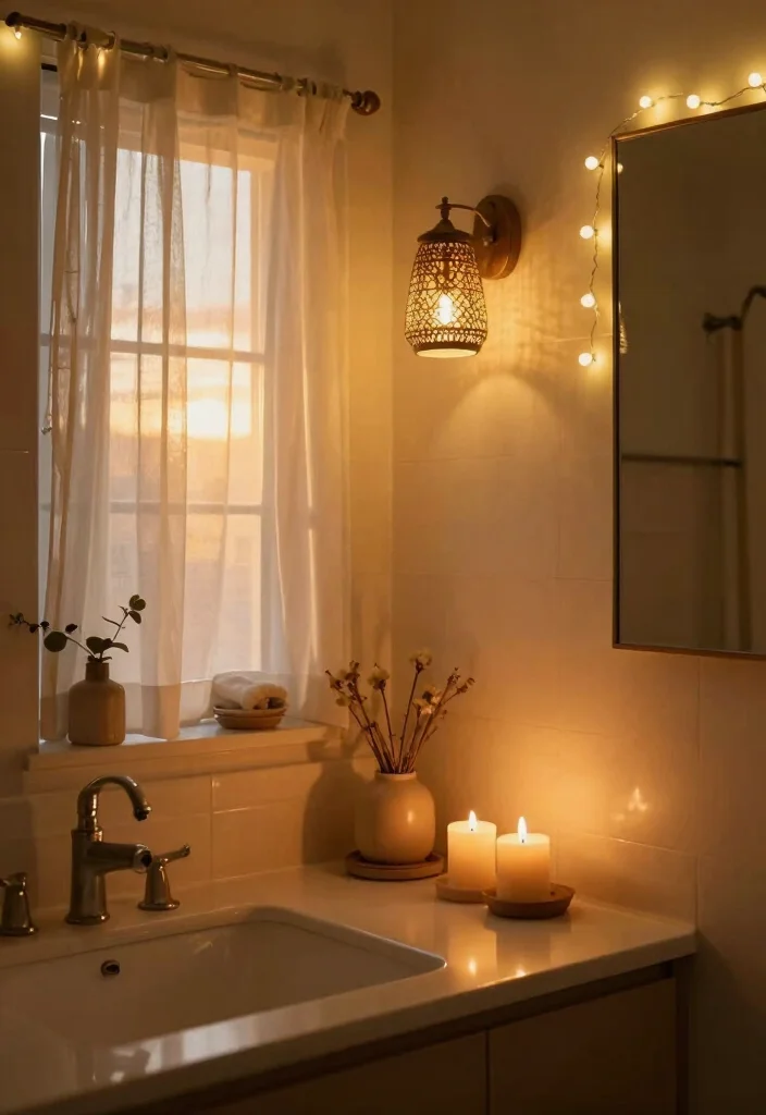 12 Cottage Bathroom Ideas That Feel Warm and Timeless 27 12 Cottage Bathroom Ideas That Feel Warm and Timeless 7. Cozy Lighting 0