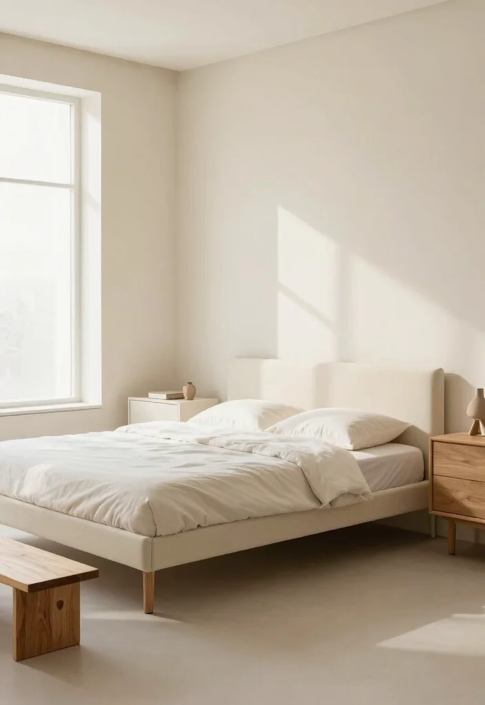 12 Cream Bedroom Ideas That Feel Soft and Inviting 2. Minimalist Furniture 0
