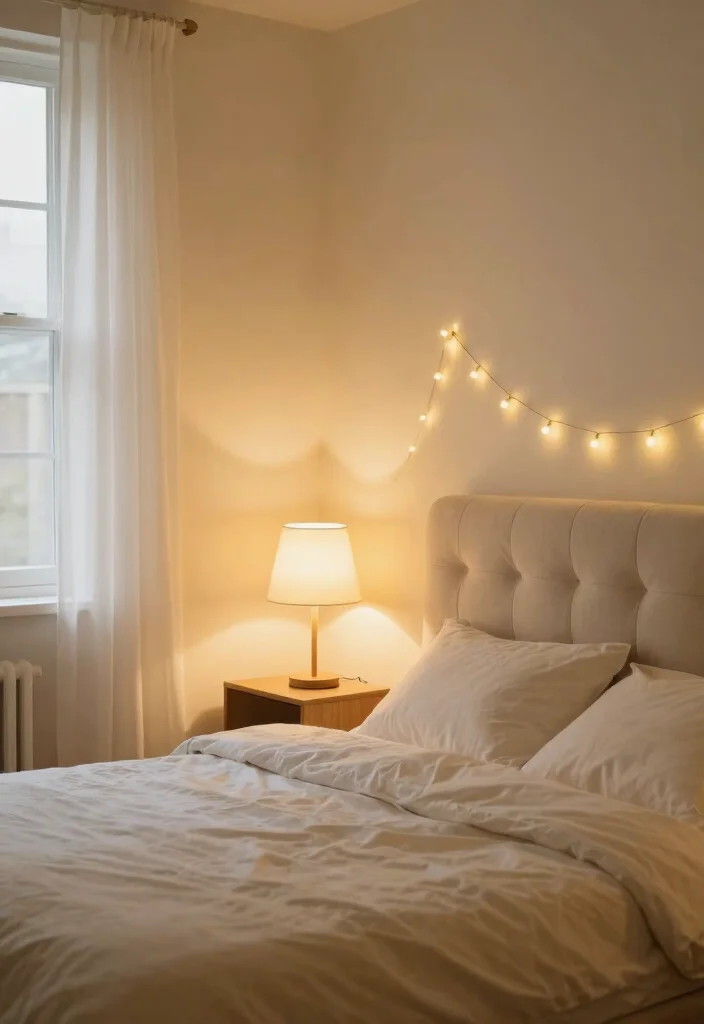 12 Cream Bedroom Ideas That Feel Soft and Inviting 3. Warm Lighting Ideas 0