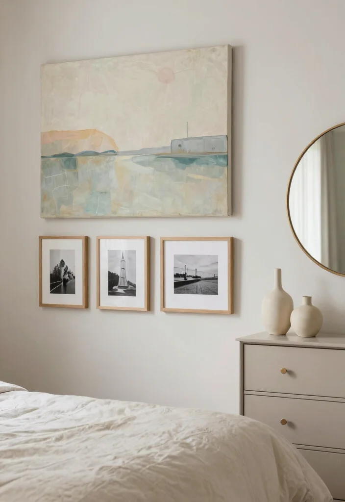 12 Cream Bedroom Ideas That Feel Soft and Inviting 4. Art and Decor Accents 0