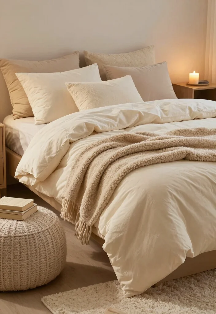 12 Cream Bedroom Ideas That Feel Soft and Inviting 6. Cozy Bedroom Accessories 0