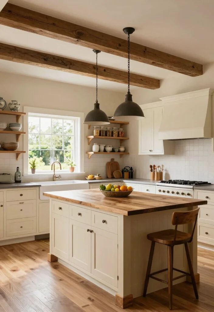 12 Cream Kitchen Ideas That Feel Light and Classic 2. Modern Farmhouse Vibes 0