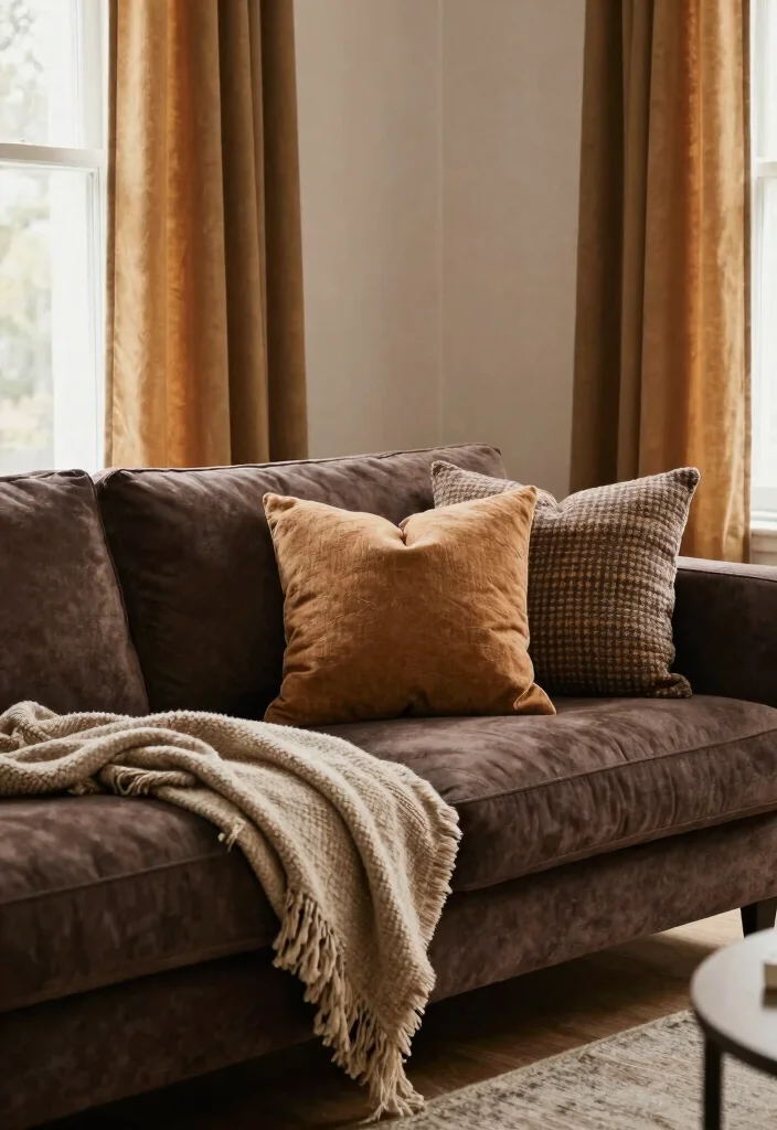 12 Dark Brown Couch Living Room Ideas That Feel Warm 40 12 Dark Brown Couch Living Room Ideas That Feel Warm 10. Warm Textile Choices 0