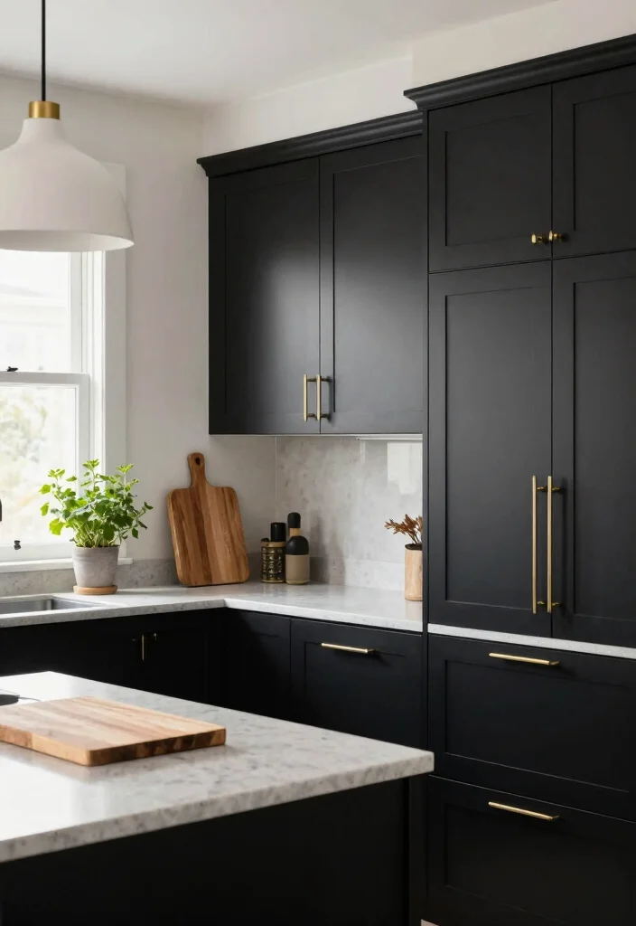 12 Dark Kitchen Ideas That Feel Dramatic and Cozy 1. Bold Black Cabinets 0