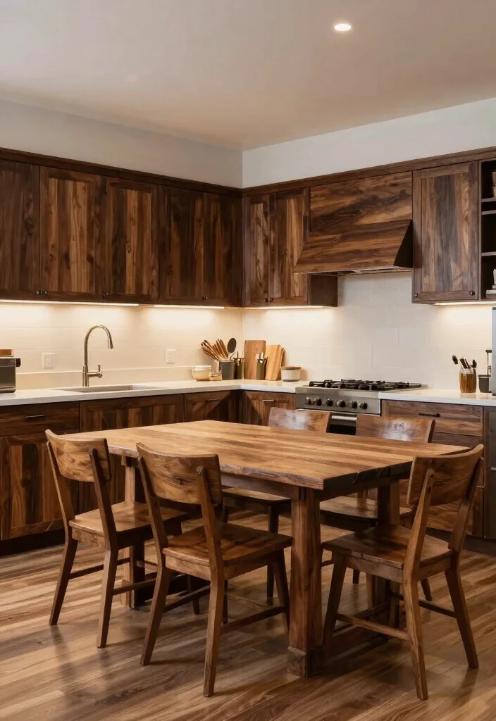 12 Dark Kitchen Ideas That Feel Dramatic and Cozy 10. Dark Wood Accents 0
