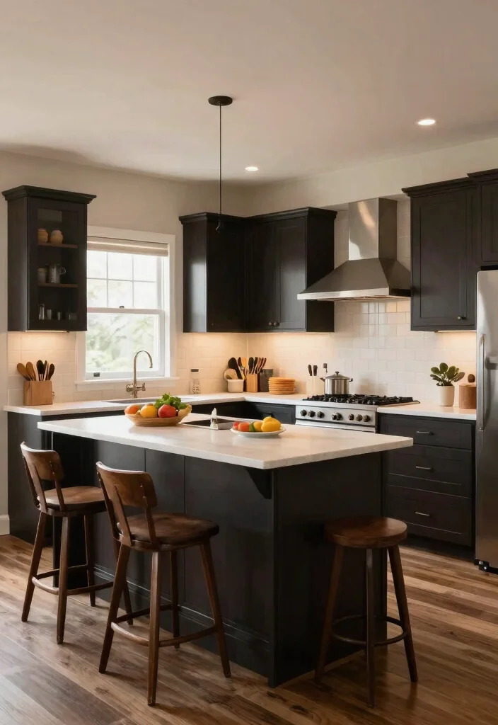 12 Dark Kitchen Ideas That Feel Dramatic and Cozy 12. Multi functional Spaces 0