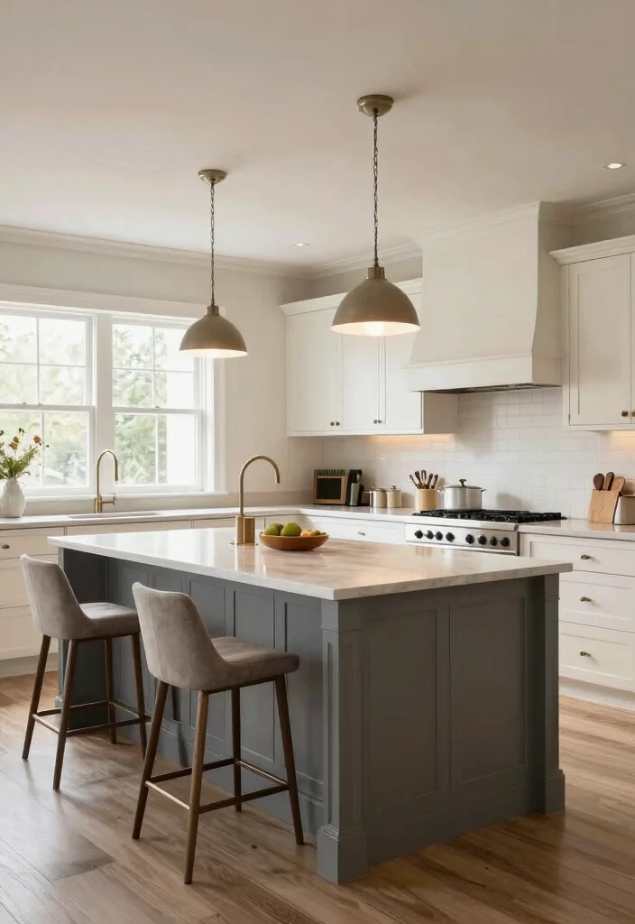 12 Gray Kitchen Ideas That Feel Clean and Timeless 10. Gray Island for a Central Feature 0