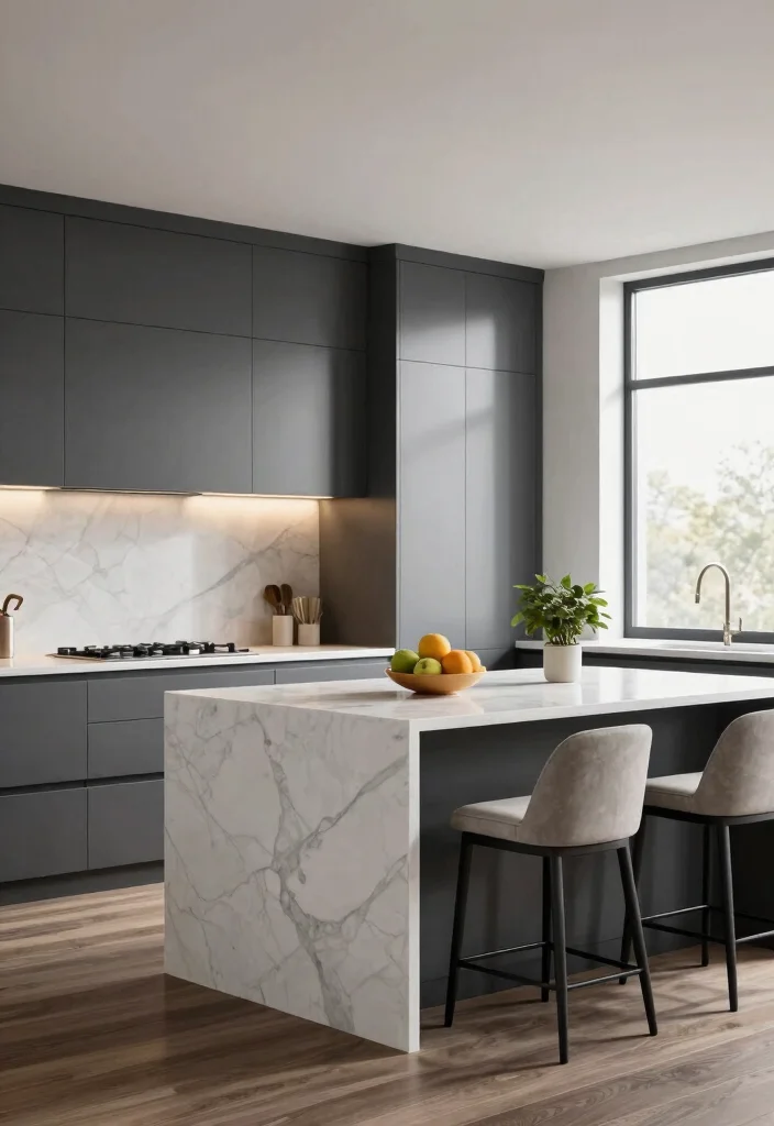 12 Gray Kitchen Ideas That Feel Clean and Timeless 2. Charcoal Gray for Bold Elegance 0
