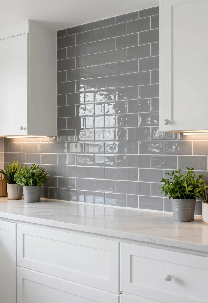 12 Gray Kitchen Ideas That Feel Clean and Timeless 5. Gray Backsplash for a Unique Touch 0
