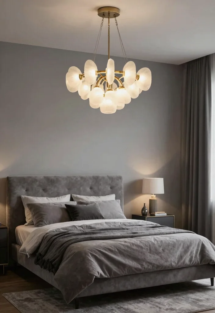 12 Grey Bedroom Ideas That Never Go Out of Style 28 12 Grey Bedroom Ideas That Never Go Out of Style 8. Statement Lighting 0