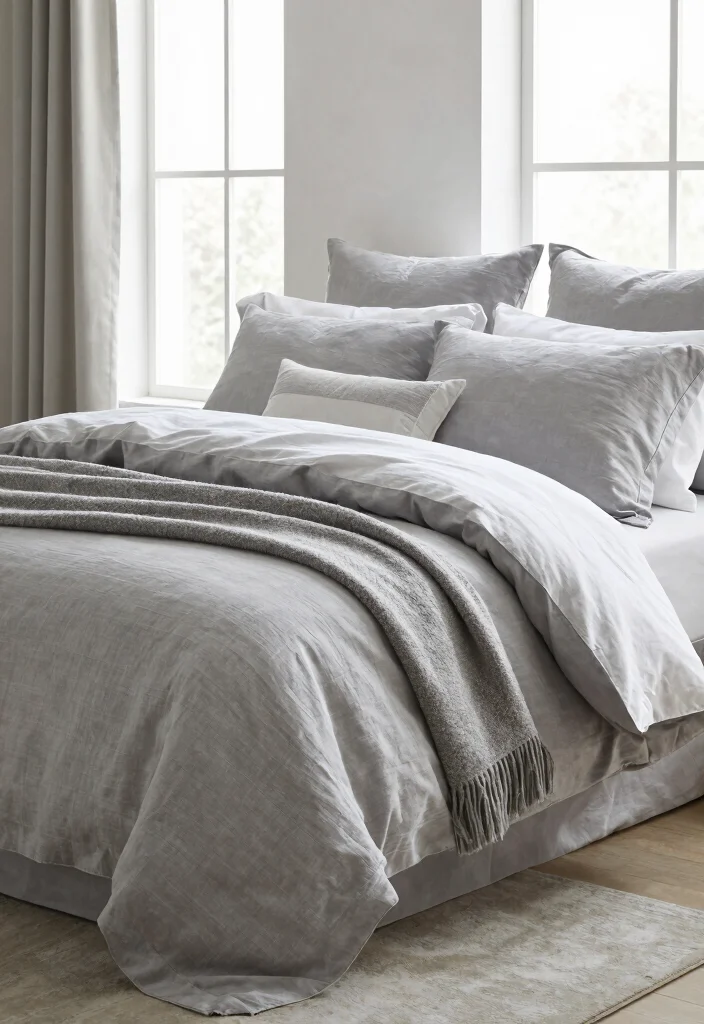 12 Grey and White Bedroom Ideas That Feel Calm and Clean 40 12 Grey and White Bedroom Ideas That Feel Calm and Clean 10. Elegant Bedding Choices 0