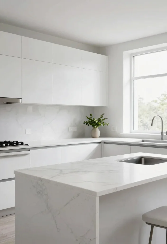 12 Kitchen Platform Ideas for a Clean Modern Finish 2. Quartz Countertops with Minimalist Appeal 0