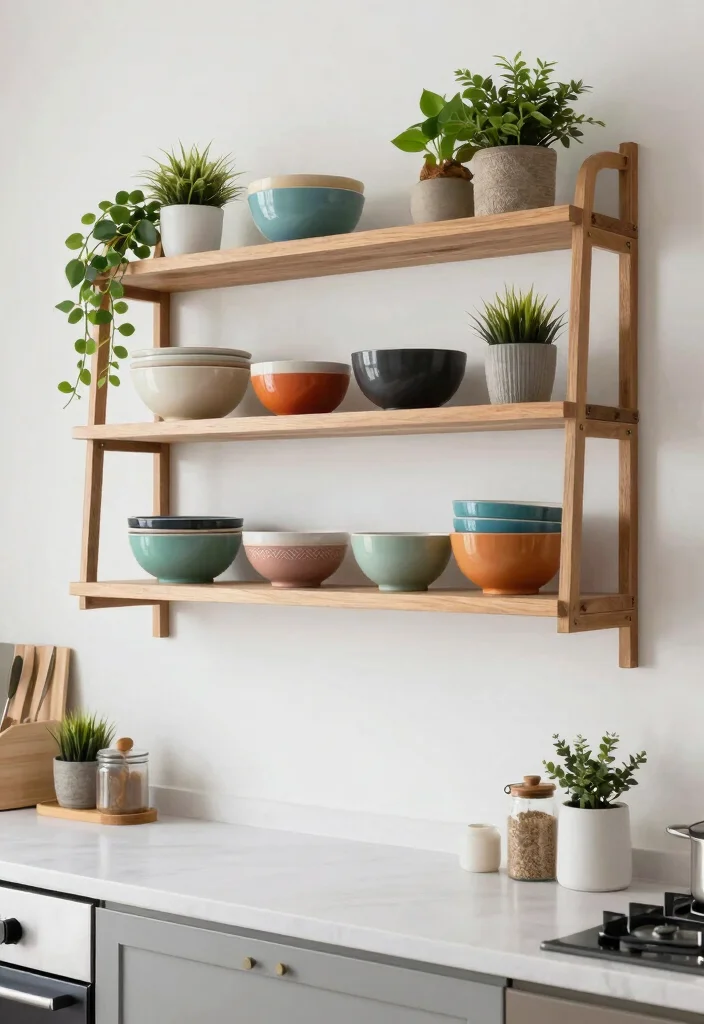 12 Kitchen Shelf Ideas That Balance Style and Storage 24 12 Kitchen Shelf Ideas That Balance Style and Storage 4. Stylish Ladder Shelves 0