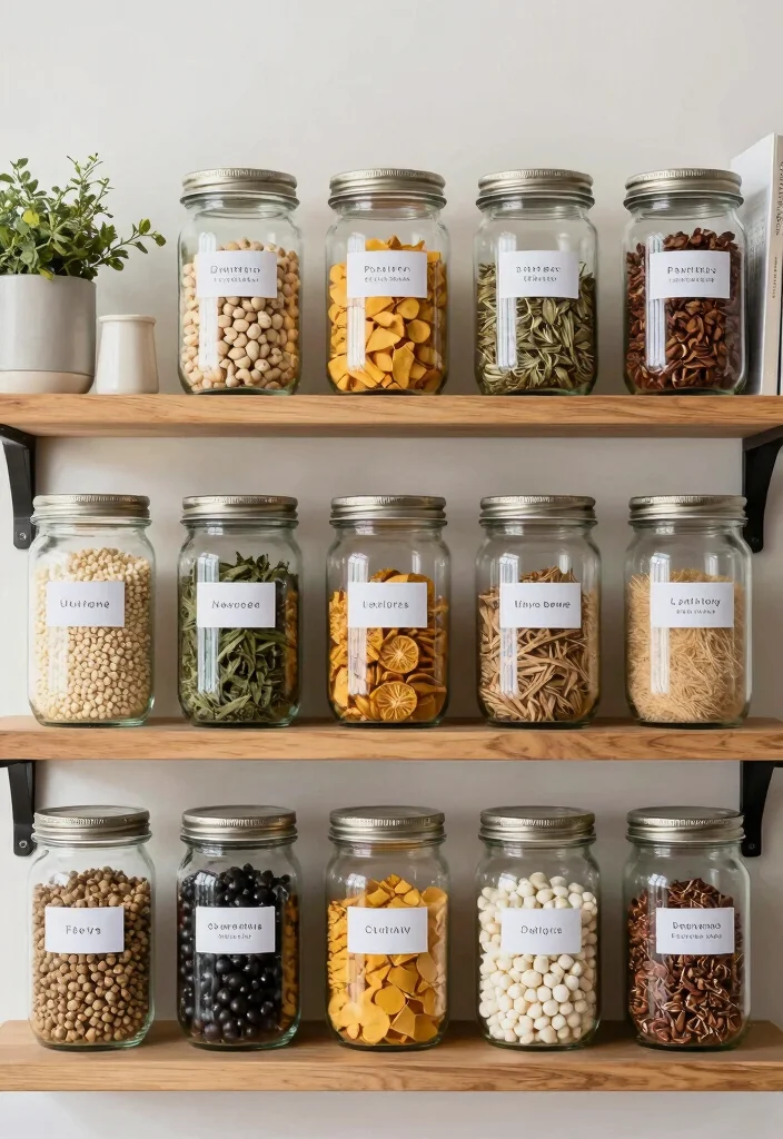 12 Kitchen Shelf Ideas That Balance Style and Storage 25 12 Kitchen Shelf Ideas That Balance Style and Storage 5. Glass Jar Organization 0