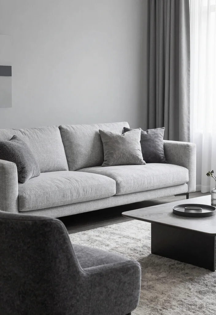 12 Light Grey Couch Living Room Ideas That Style Easily 1 12 Light Grey Couch Living Room Ideas That Style Easily 1. Monochromatic Magic 0