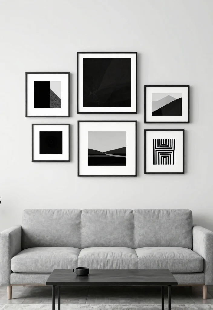 12 Light Grey Couch Living Room Ideas That Style Easily 25 12 Light Grey Couch Living Room Ideas That Style Easily 5. Minimalist Art Display 0