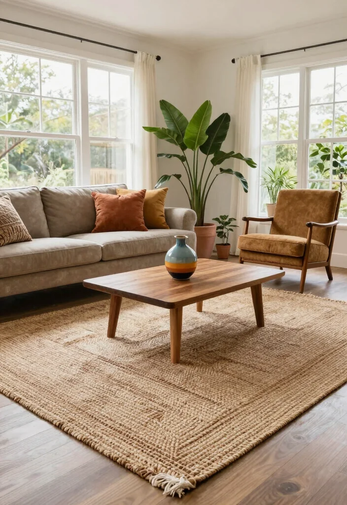 12 Living Room Carpet Ideas That Instantly Warm the Space 1. Natural Fiber Rugs 0