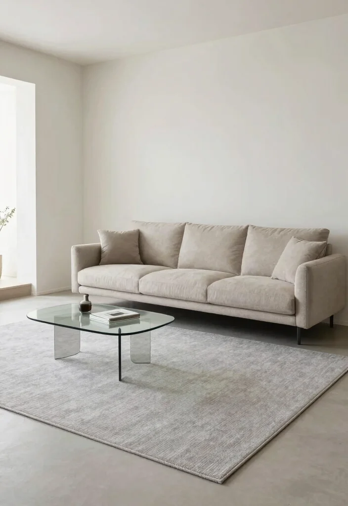 12 Living Room Carpet Ideas That Instantly Warm the Space 11. Minimalist Rugs 0