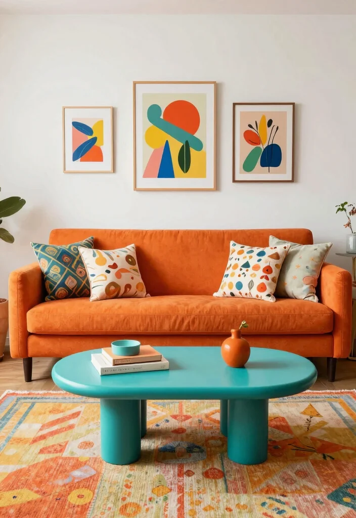 12 Living Room Couch Ideas That Anchor the Space 8. Bright Colors for a Pop 0