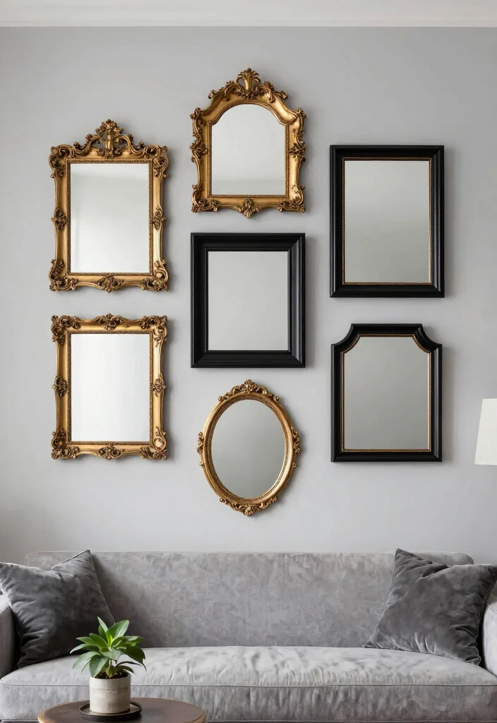 12 Living Room Mirror Ideas That Open the Space 3. Decorative Mirror Frames 0