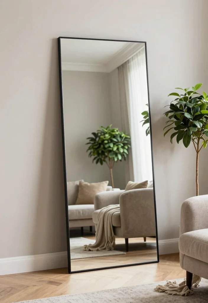 12 Living Room Mirror Ideas That Open the Space 5. Floor Mirrors 0