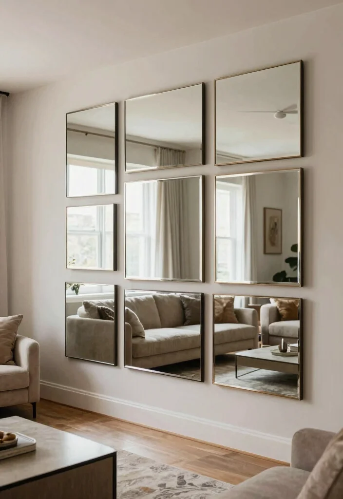 12 Living Room Mirror Ideas That Open the Space 6. Mirror Accent Walls 0