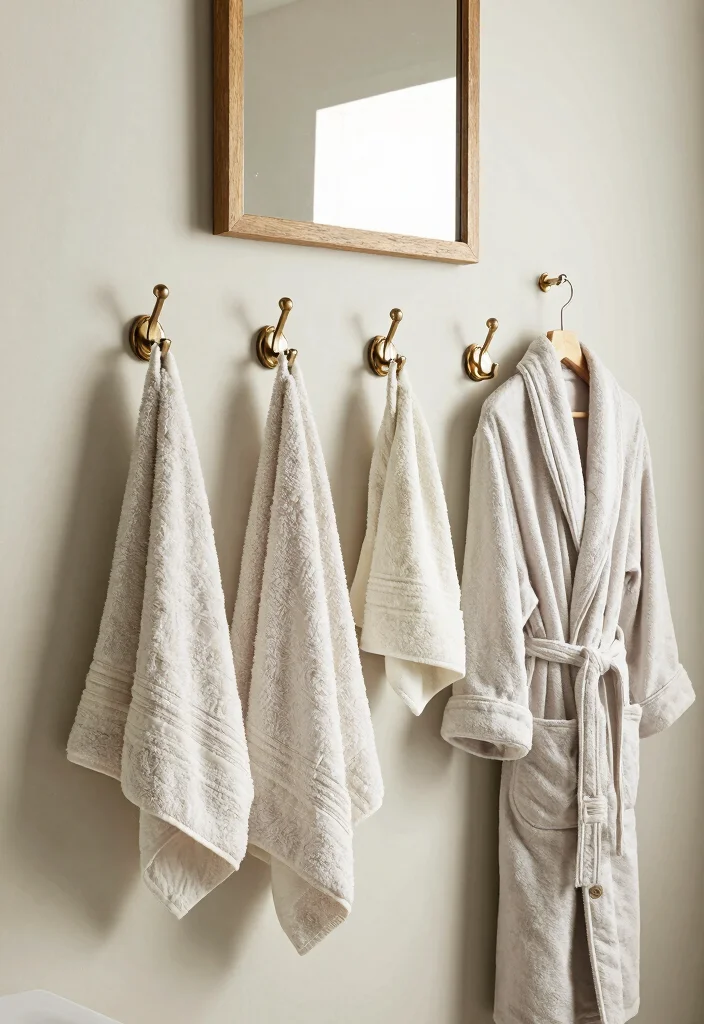 12 Main Bathroom Ideas Designed for Real Daily Use 3. Stylish Hooks and Racks 0