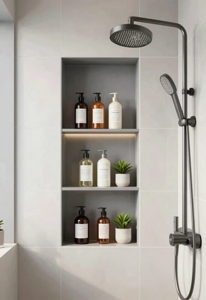 12 Main Bathroom Ideas Designed for Real Daily Use 6. Shower Niche for Essentials 0
