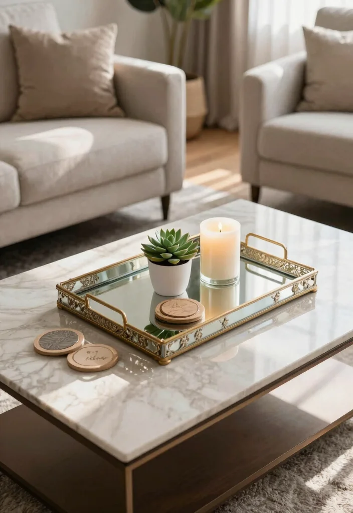 12 Mirror Ideas for Living Rooms That Add Light 11. Decorative Mirror Trays 0