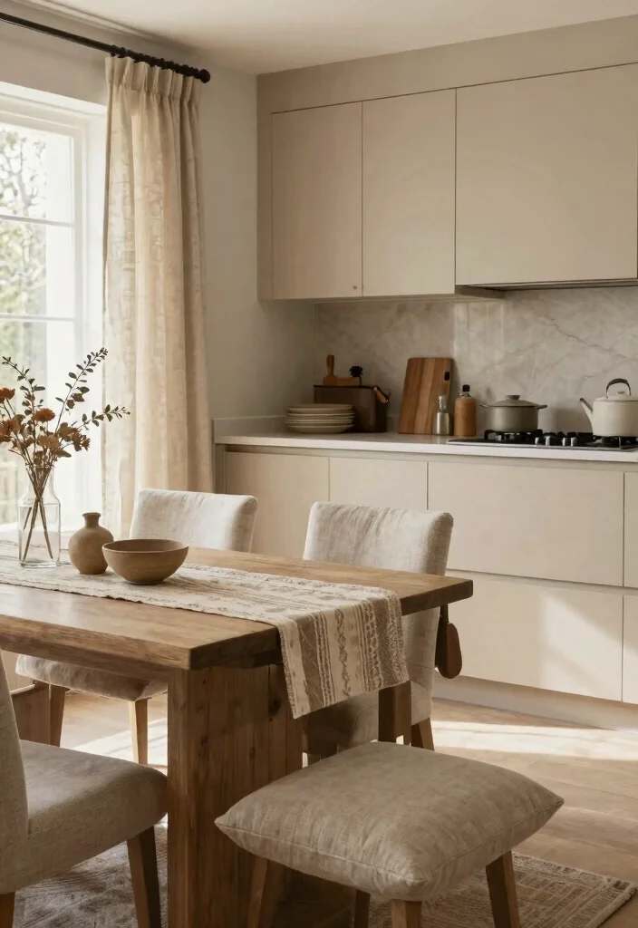 12 Modern Beige Kitchen Ideas That Feel Soft and Luxurious 49 12 Modern Beige Kitchen Ideas That Feel Soft and Luxurious 9. Soft Textiles for Comfort 0