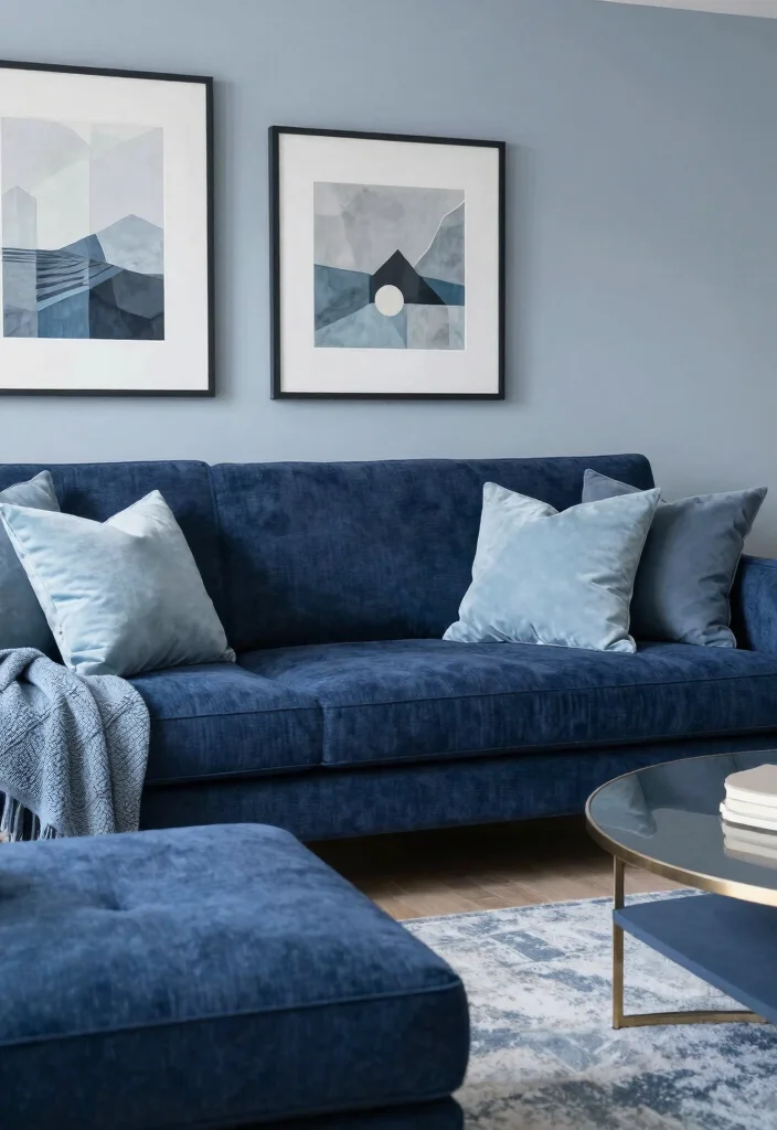 12 Navy Blue Sofa Living Room Ideas That Feel Rich 10. Monochromatic Color Scheme 0