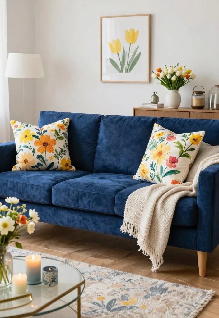 12 Navy Blue Sofa Living Room Ideas That Feel Rich 11. Seasonal Decor Changes 0