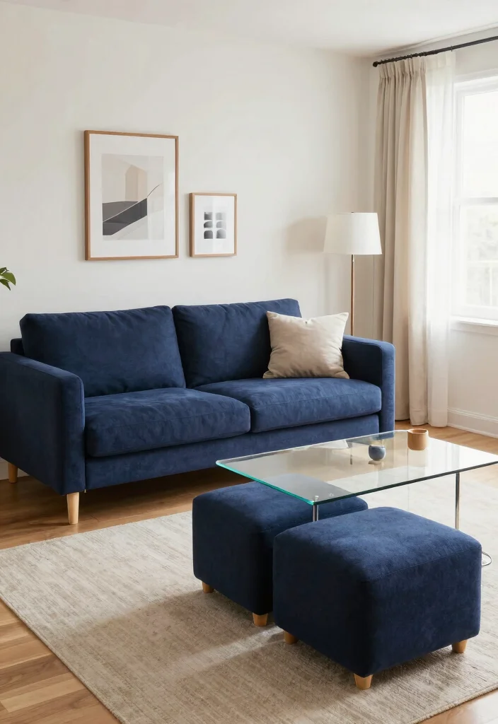 12 Navy Blue Sofa Living Room Ideas That Feel Rich 12. Functional Layouts for Small Spaces 0