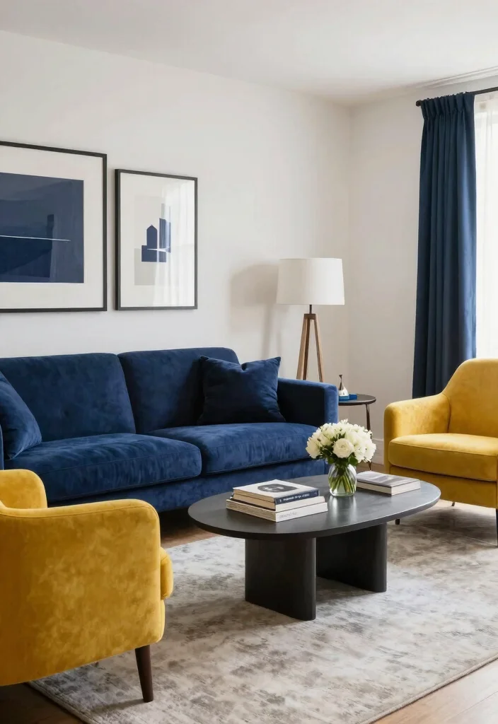 12 Navy Blue Sofa Living Room Ideas That Feel Rich 3. Accent Chairs for Visual Interest 0