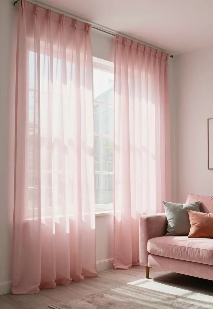 12 Pink Living Room Ideas That Feel Soft and Modern 50 12 Pink Living Room Ideas That Feel Soft and Modern 10. Blush Pink Curtains 0