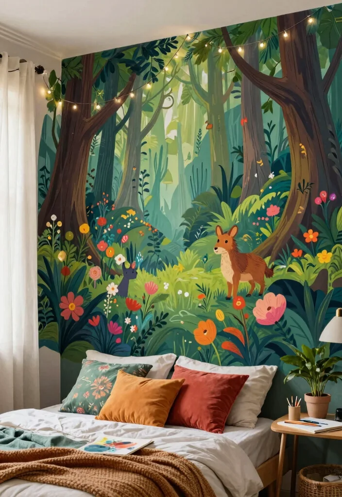 12 Preteen Girls Bedroom Ideas That Feel Trendy 1. Whimsical Wall Murals 0