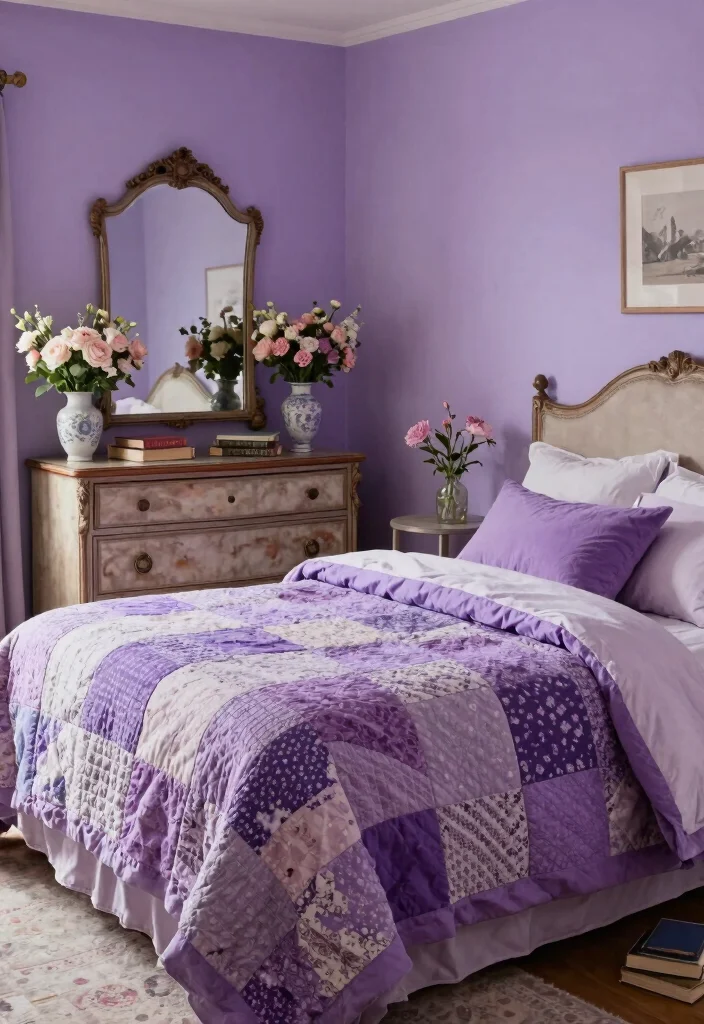 12 Purple Bedroom Ideas That Feel Stylish Not Loud 4. Vintage Violet Charm 0